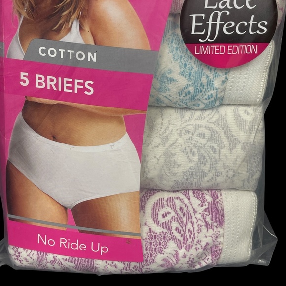 JMS Just My Size Lace Effects Cotton Briefs Plus Sz 14 Underwear Panties 5 Pairs - Picture 4 of 16